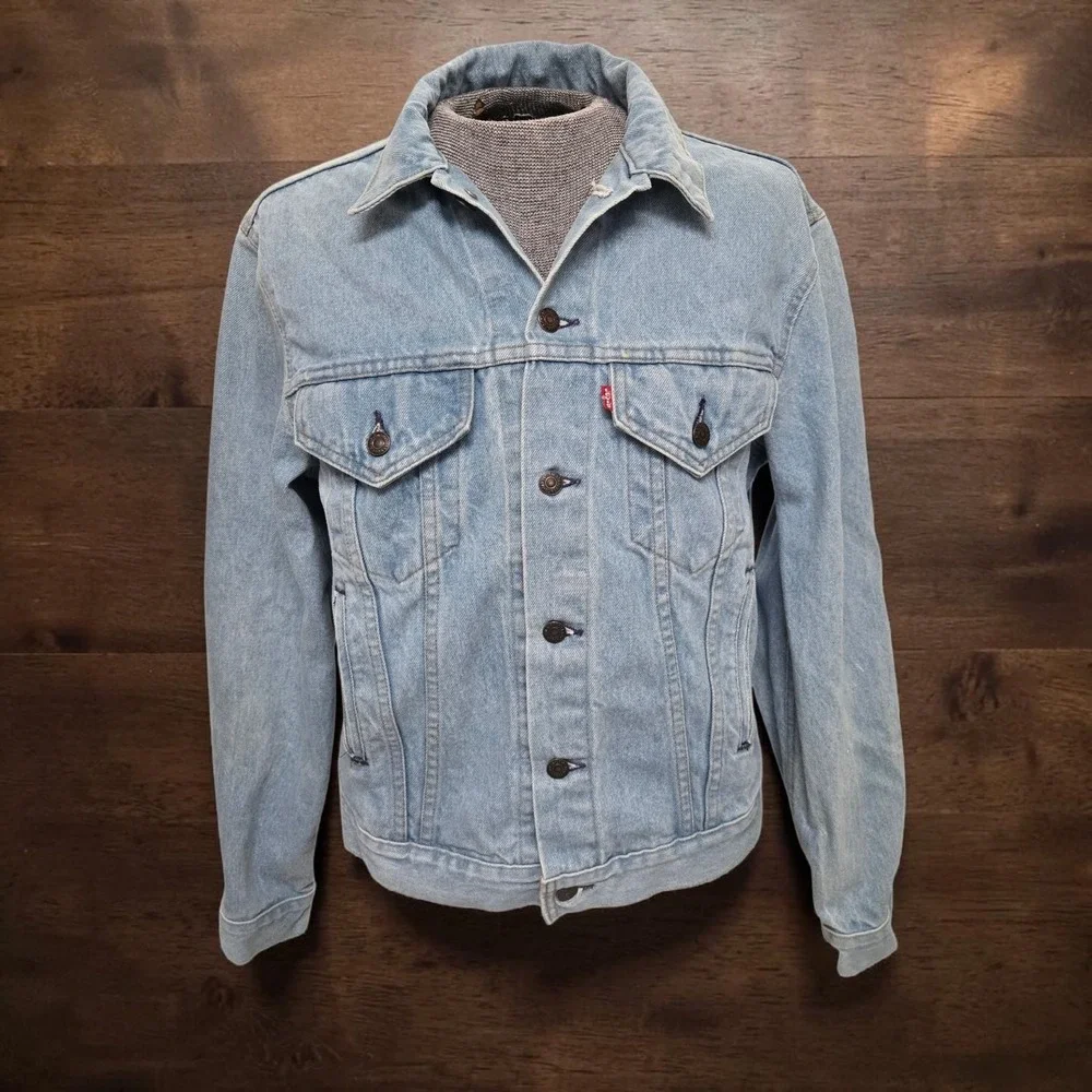 Vtg 1984 Levi's Denim Trucker Jacket Men's L (42R) Light Wash 70506-0211 USA VGC